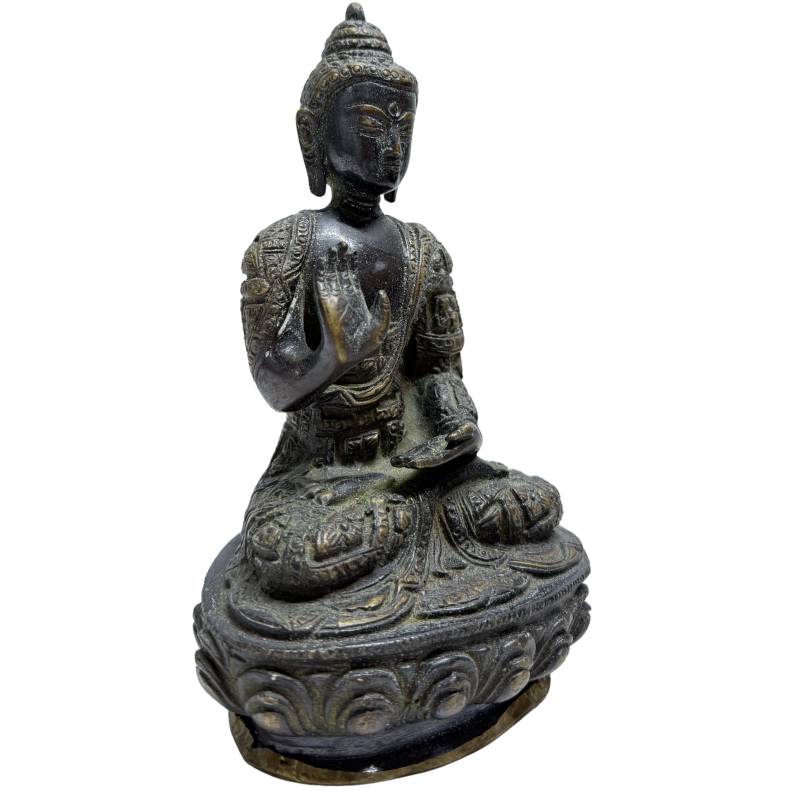 Nepalese bronze Buddha set with original mercury fire gilding