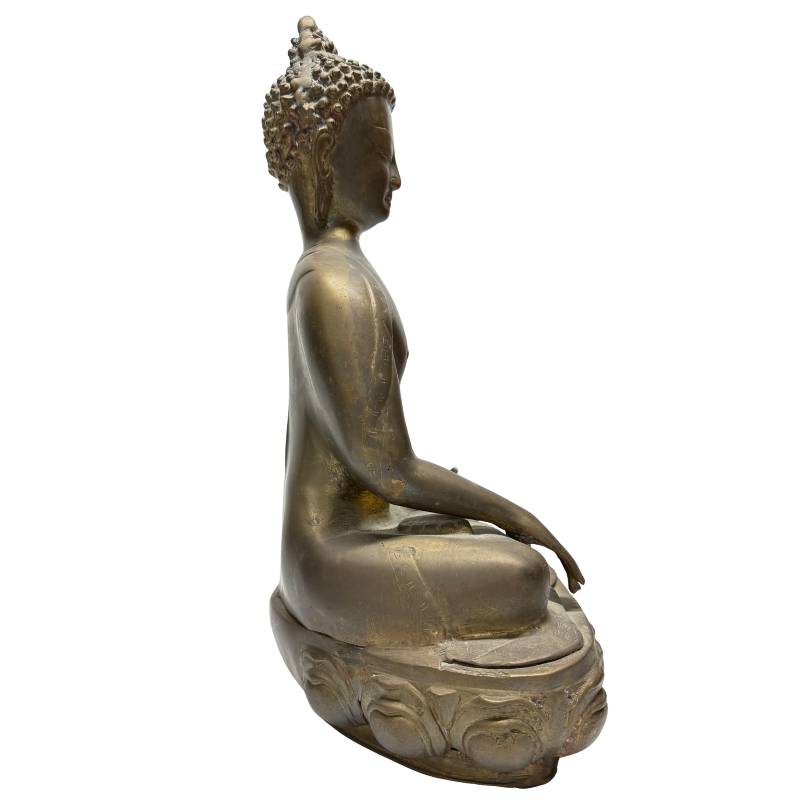 Bronze Buddha from the Himalayas with original mercury fire gilding