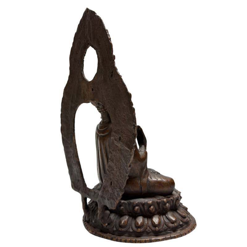 Himalayan Buddhist art in bronze with Dhyana Mudra and natural wear