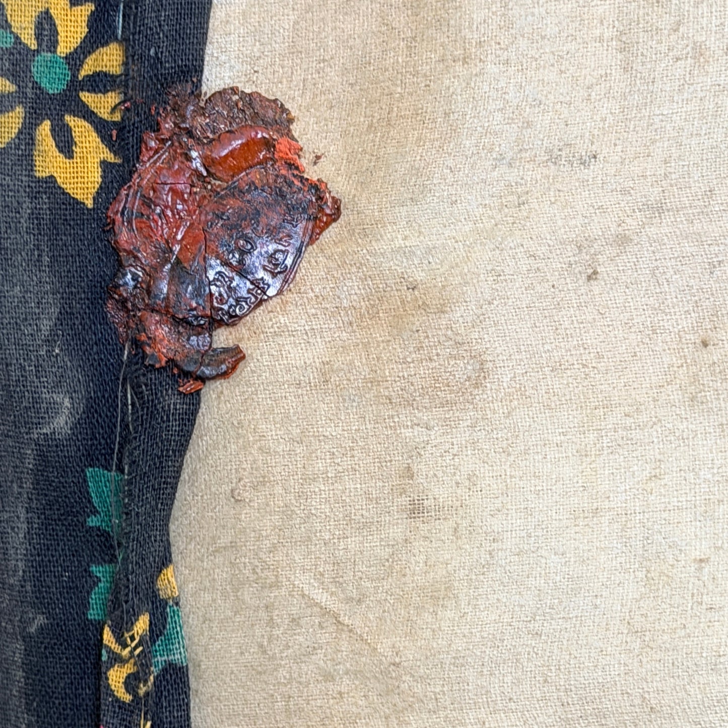 Original Nepali export seal 2033 Bikram Sambat from 1976 on an antique thangka
