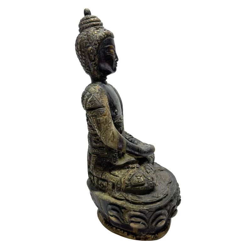 Nepalese meditation Buddha pair with abhaya mudra and lotus base
