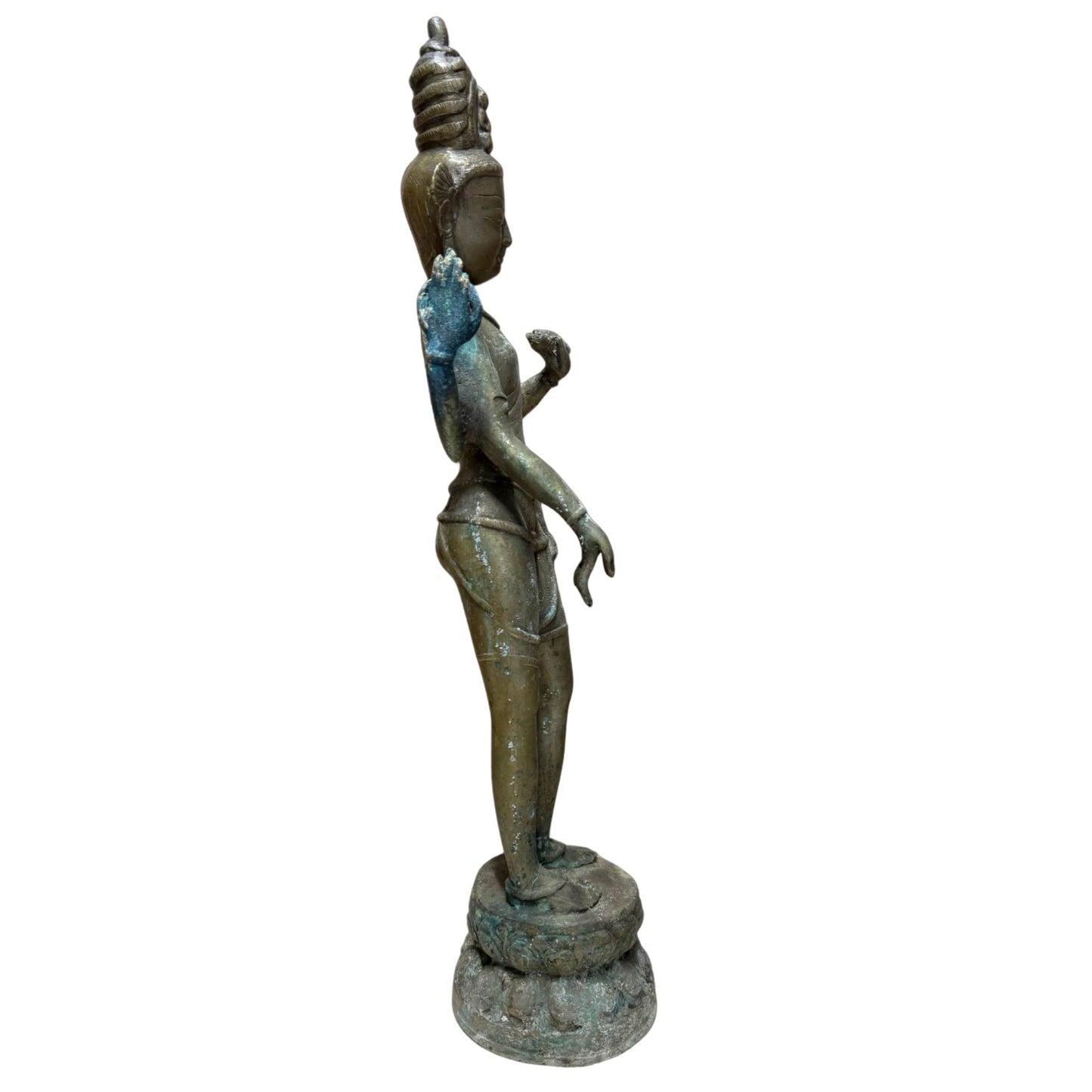 Nepalese four-armed Avalokiteshvara in bronze, 17th century – left side view