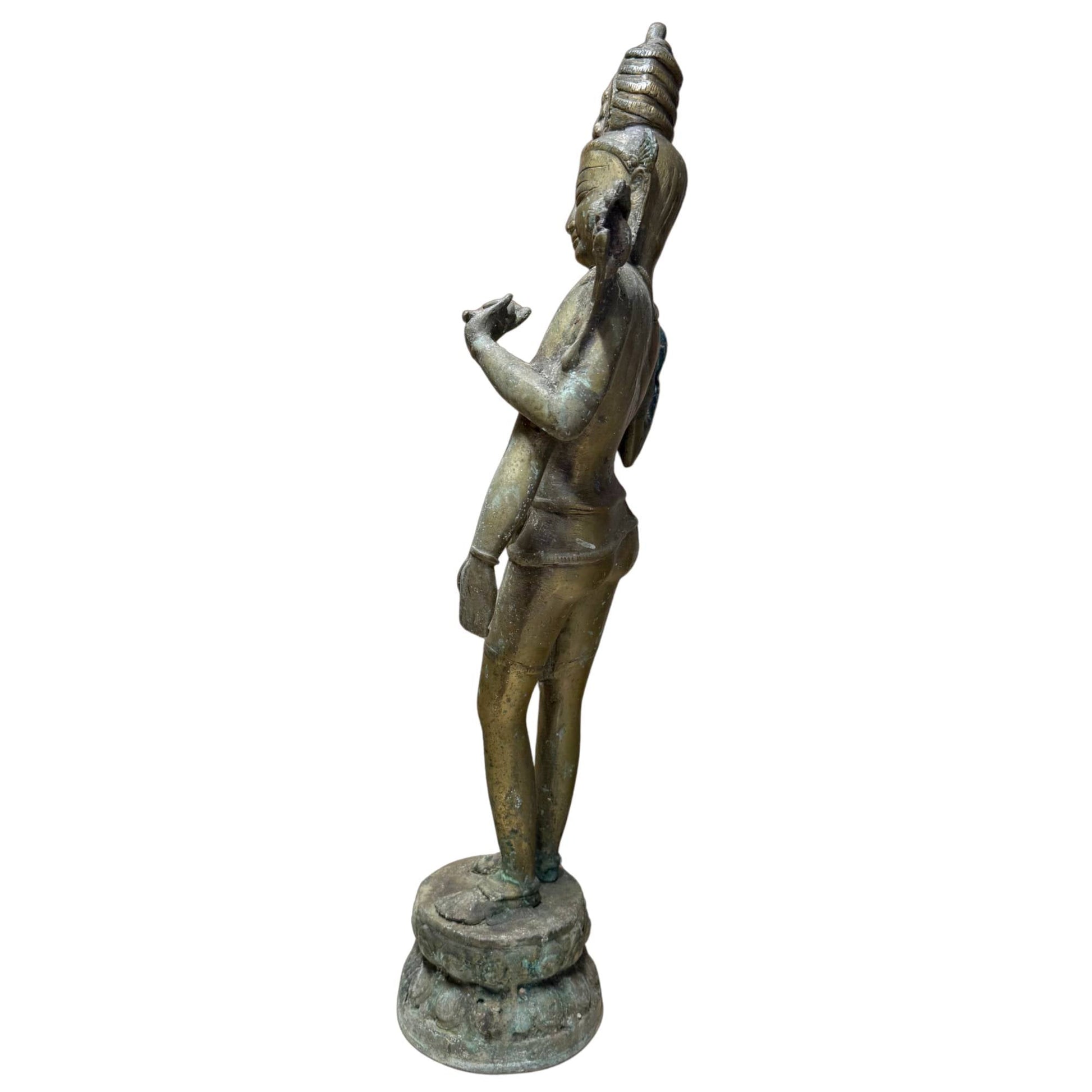 Nepalese four-armed Avalokiteshvara in bronze, 17th century – right side view