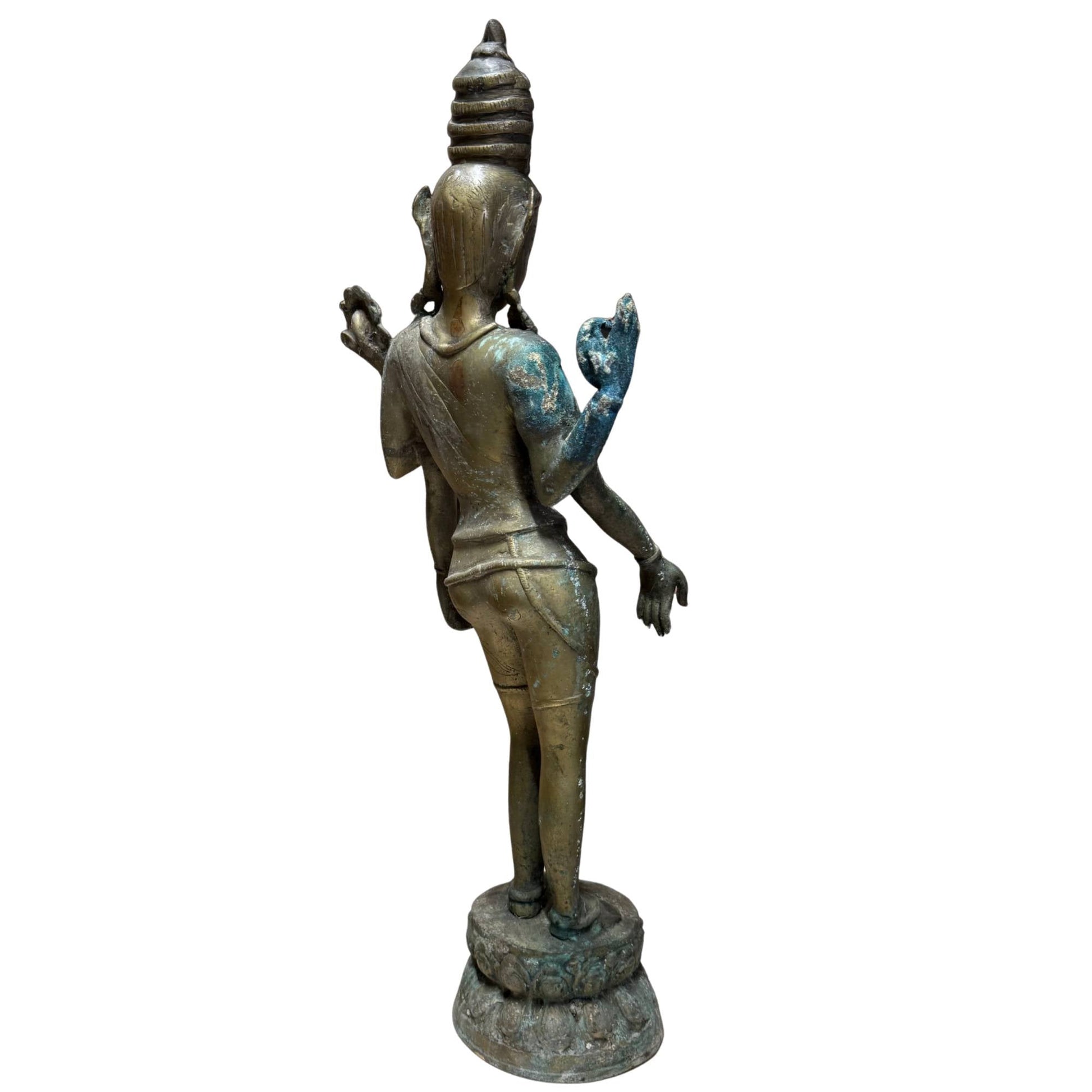 Nepalese four-armed Avalokiteshvara in fire-gilt bronze, 17th century – rear left view
