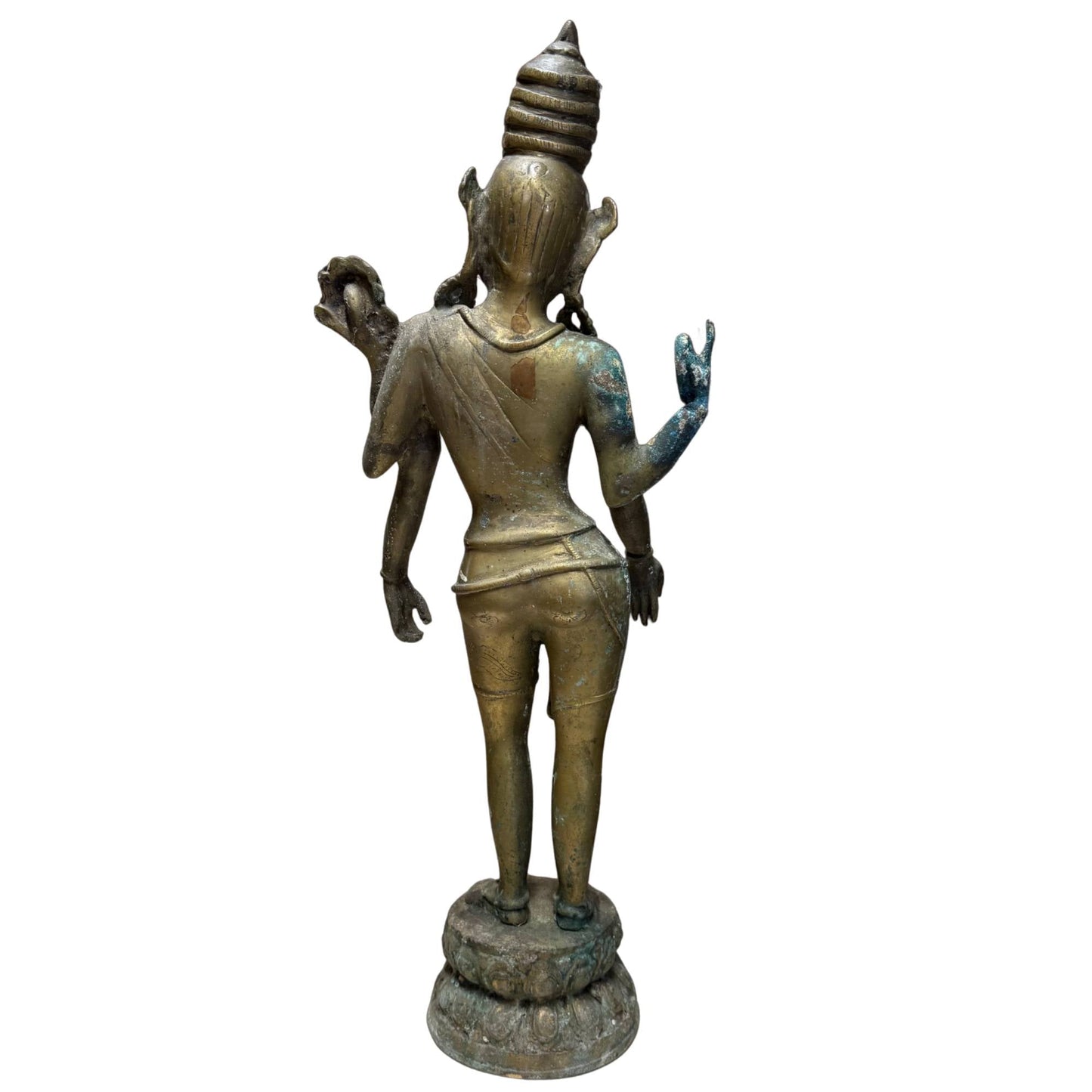 Nepalese four-armed Avalokiteshvara in fire-gilt bronze, 17th century – rear view