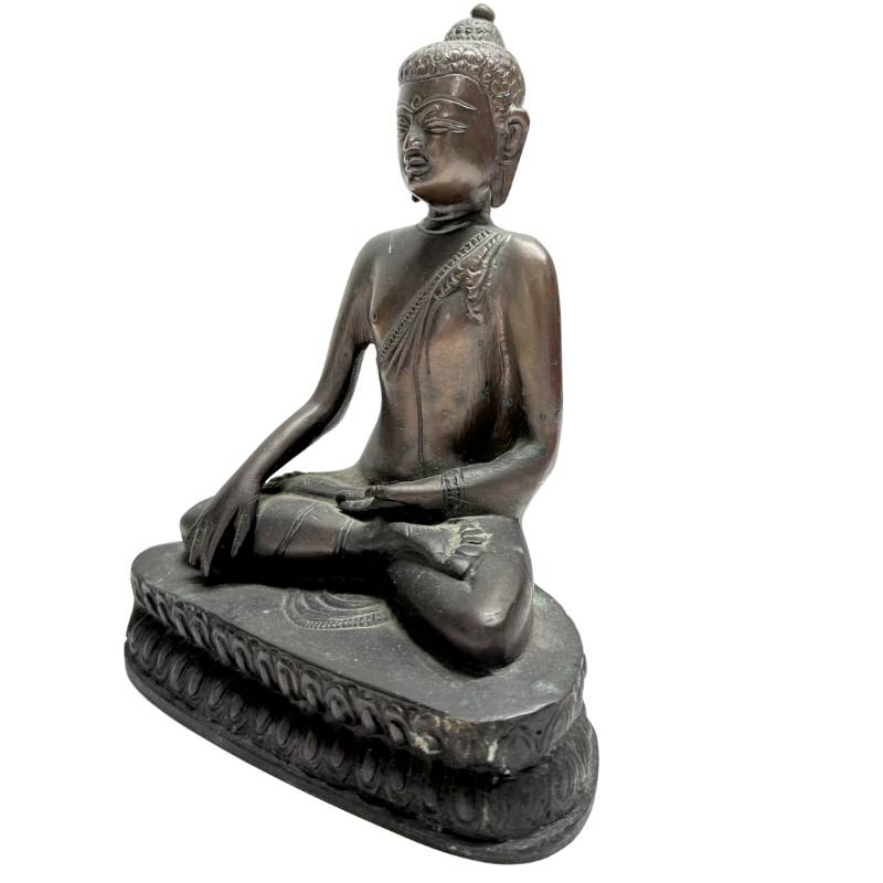 Nepalese bronze Buddha statue with lotus base
