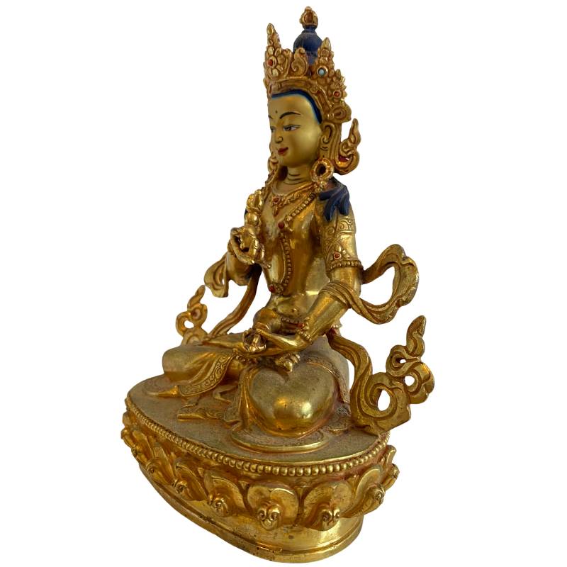 Nepalese gilded bronze Tara statue with a serene appearance