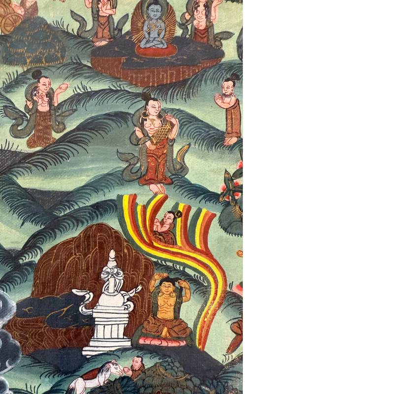 Ritual scenes and architecture on ancient Nepalese thangka