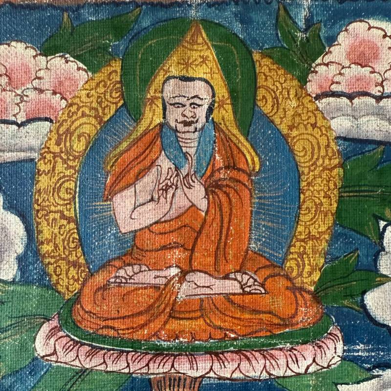 Nepalese devotional thangka with Buddhist depiction