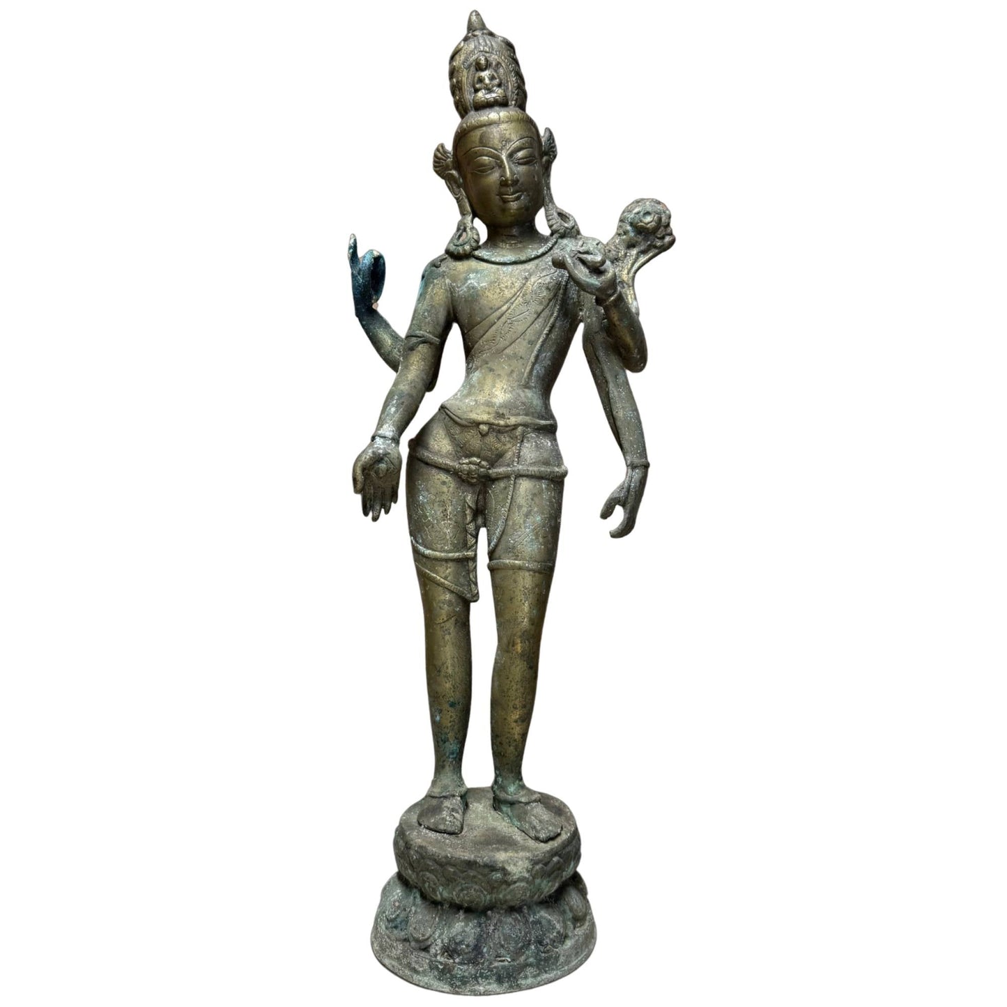Nepalese four-armed Avalokiteshvara in fire-gilt bronze, 17th century, 55 cm – front view