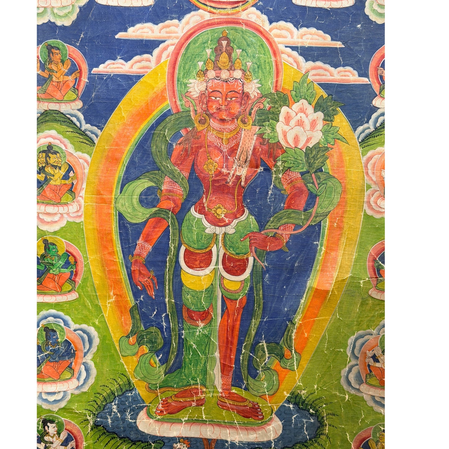 Antique Newar paubha with Red Star from Nepal