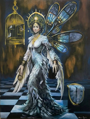 Ninni Pagano – "Il vincolato del pensiero" – Peinture à l'huile originale – 100x77 cm