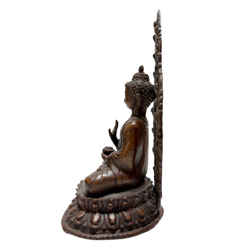 Old bronze Buddha pair from the Nepal Himalayas with meditation mudra and handmade details