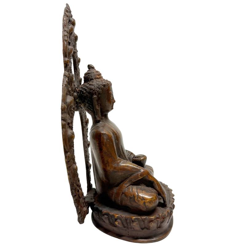 Ancient Himalayan Buddha pair in bronze with Dhyana Mudra and hand-finished finish