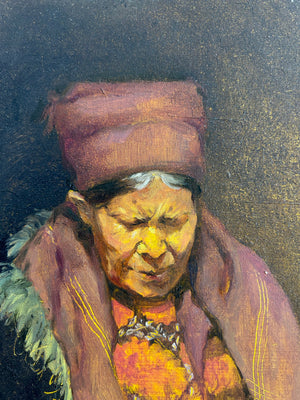 Portrait à l'huile original « Portrait 001 » – Li Feng (1977) – Réalisme sur bois – 2026