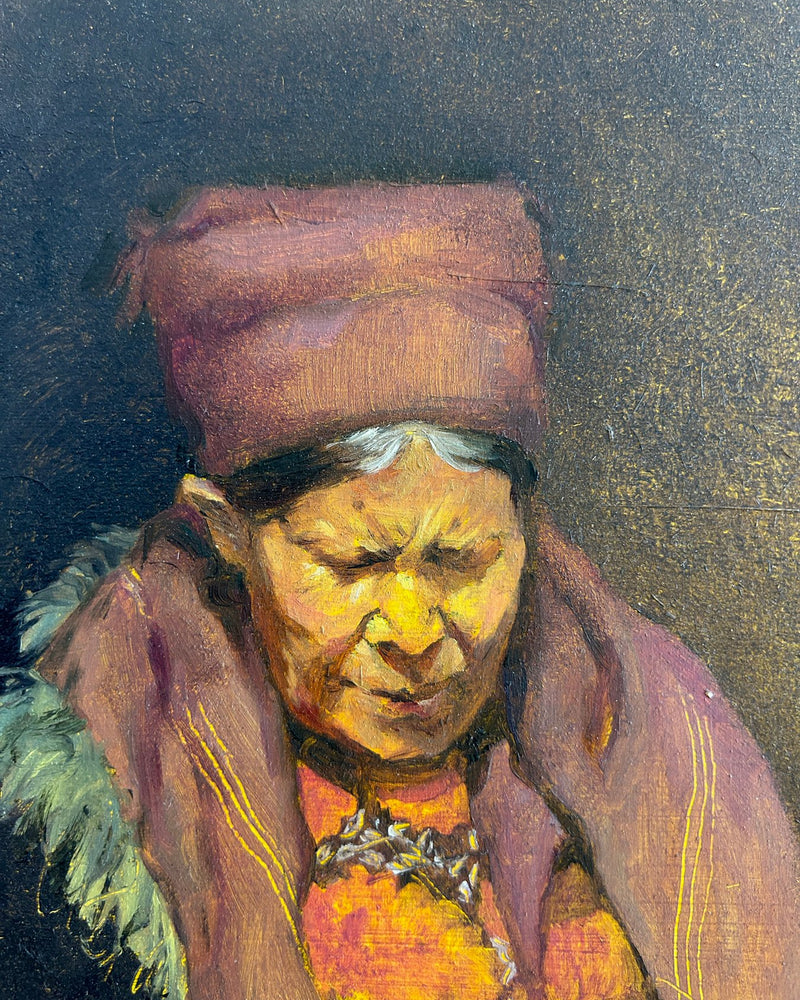 Portrait à l'huile original « Portrait 001 » – Li Feng (1977) – Réalisme sur bois – 2026