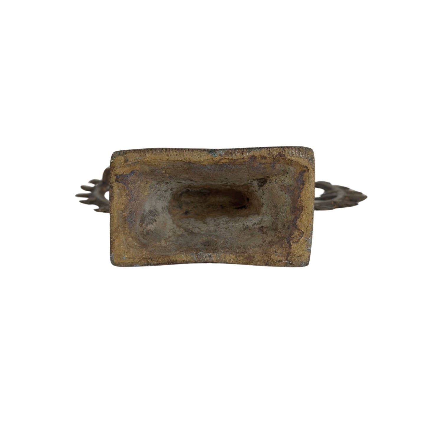 Bottom of Indian bronze Shiva statue with casting texture