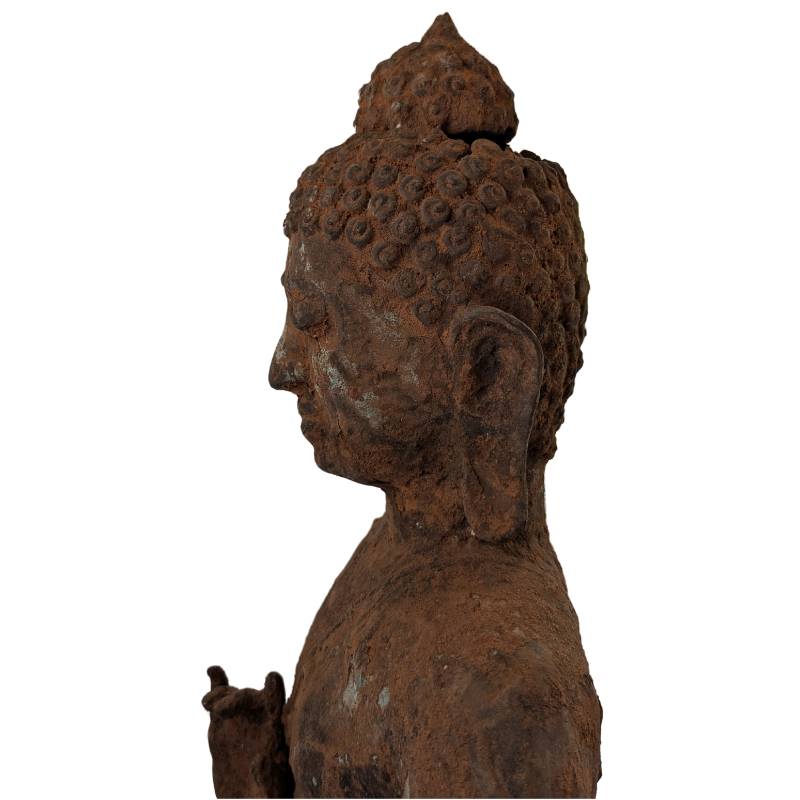 Ancient bronze Buddha statue Southeast Asia Burma meditation mudra