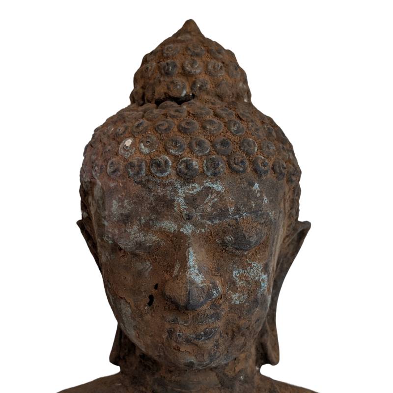 Old bronze Buddha Myanmar Buddhist art meditation