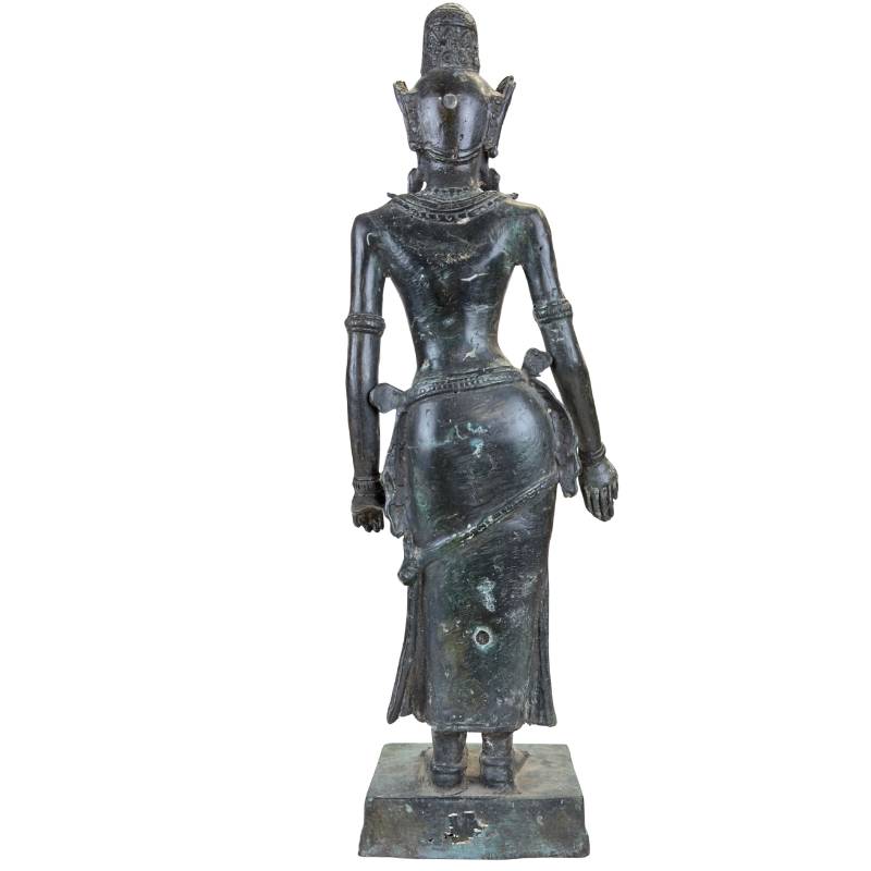 old bronze temple statue from Southeast Asia with oxidation