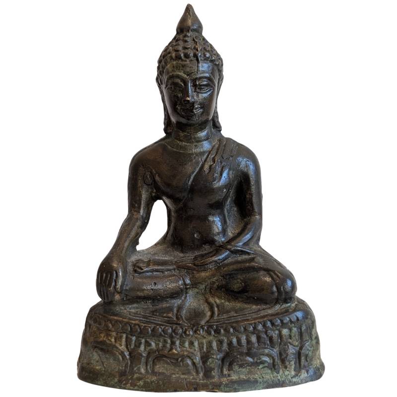 Old devotional bronze Buddha statue from Southeast Asia