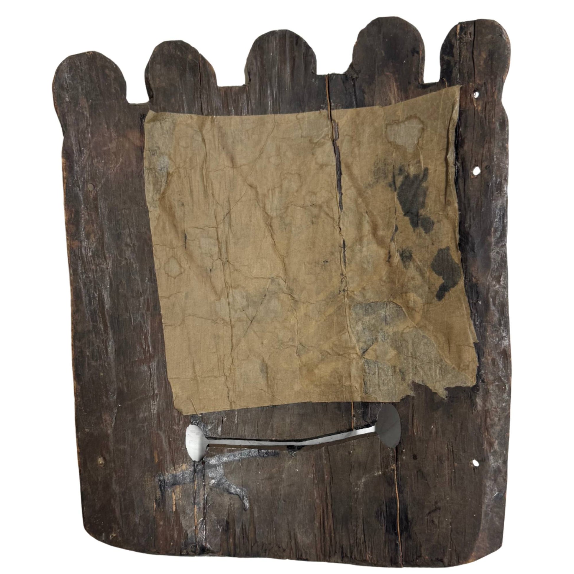 Old Himalayan mask from Nepal, hand-carved wooden ritual mask with authentic signs of use
