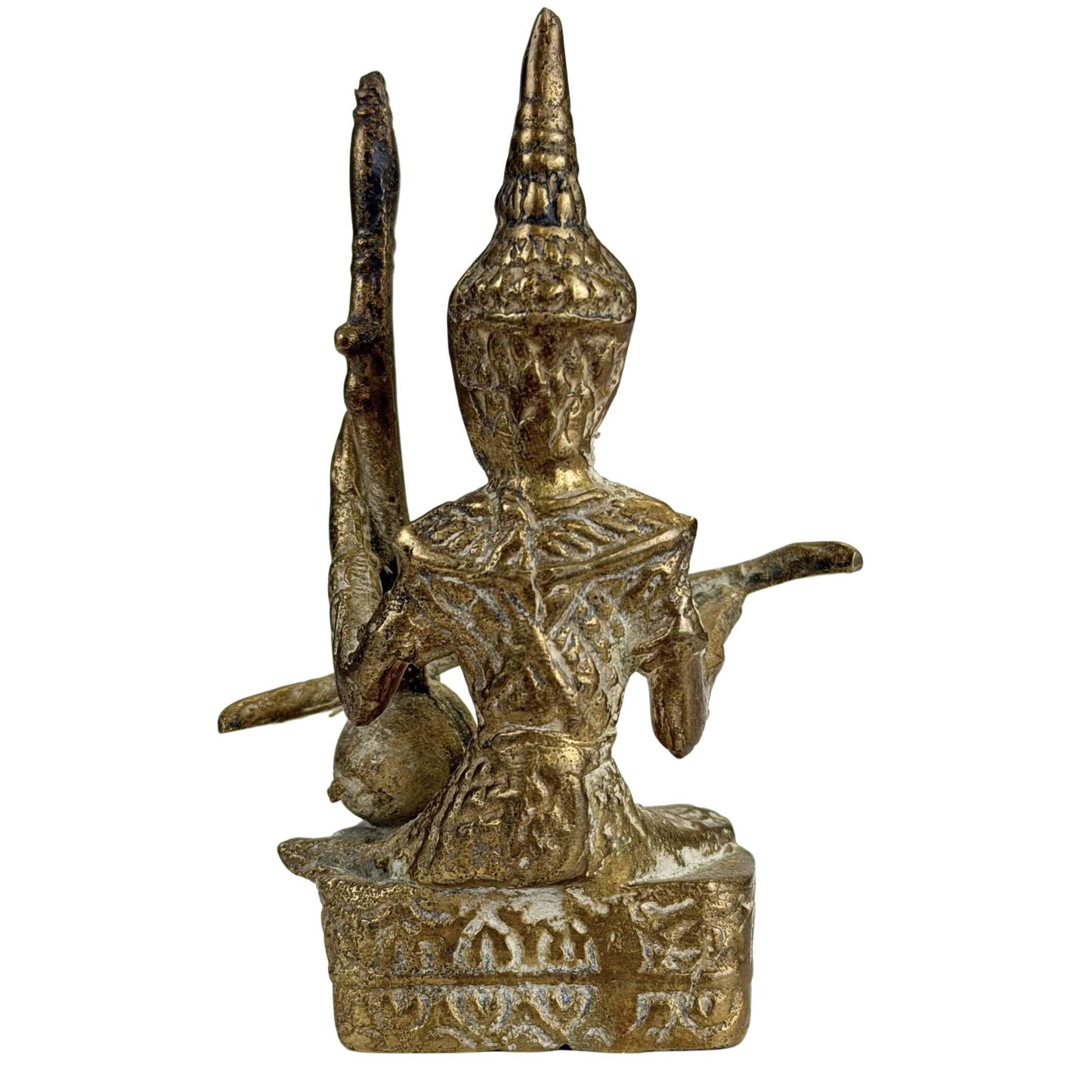 Old Thai bronze statue with ornate temple-style details