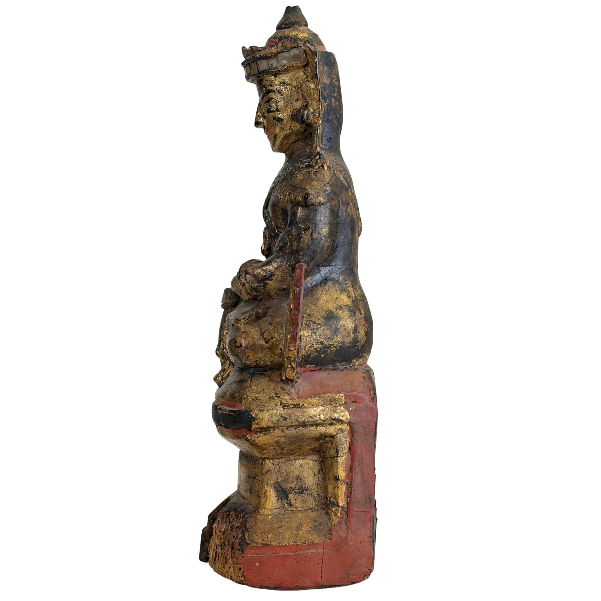 Ancient Burmese temple art with traditional lacquerware