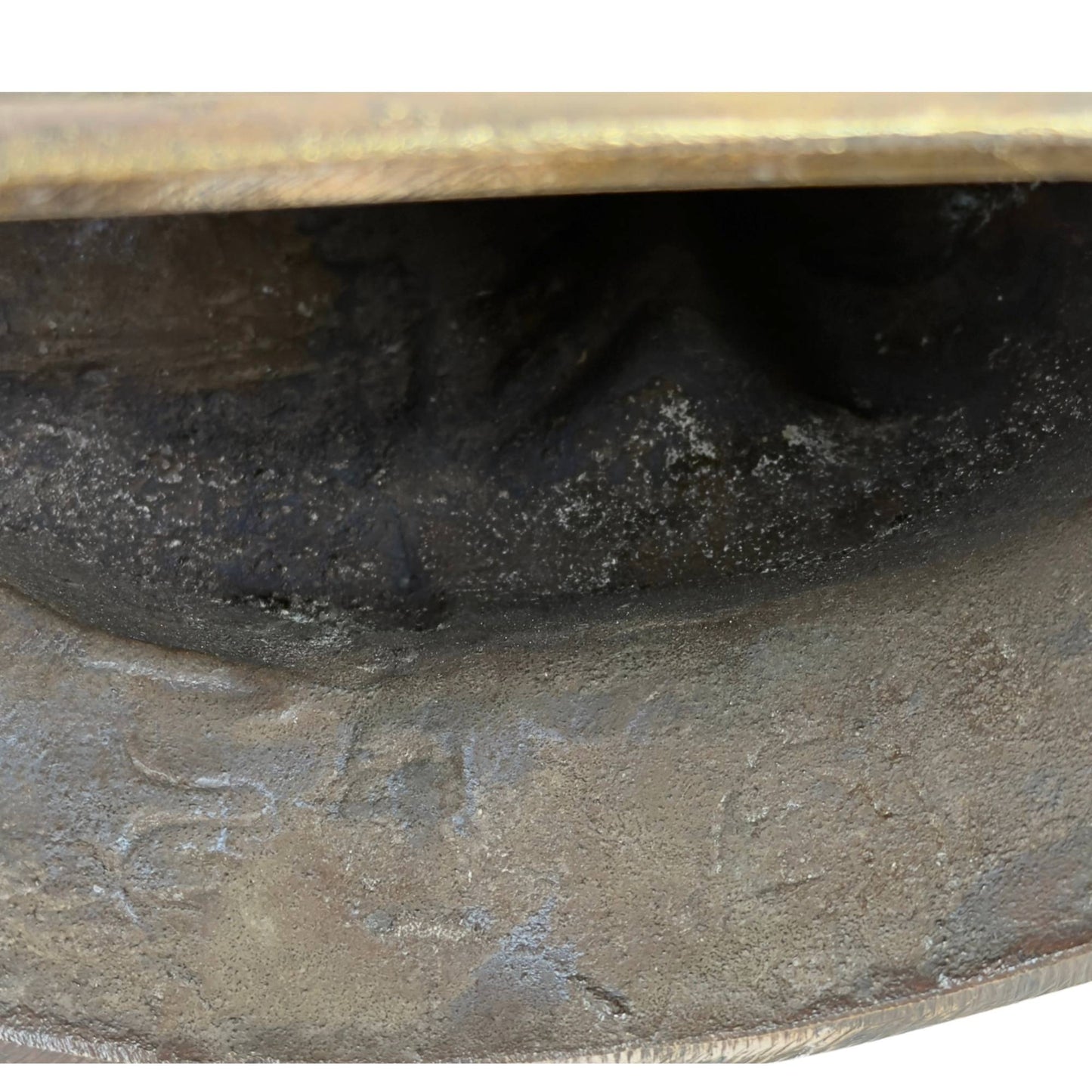 Ancient Buddha with stupa in his hands on lotus pedestal, heavy cast bronze with dark patina