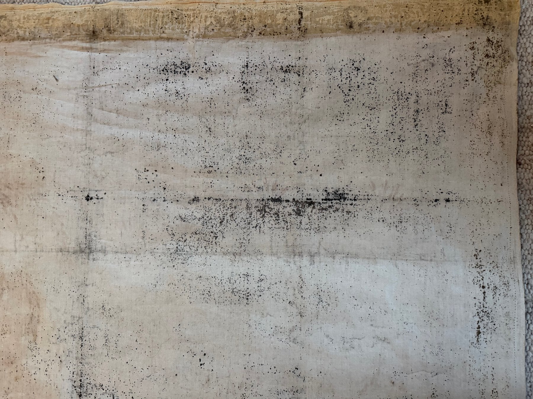 back of old canvas painting India patina and age