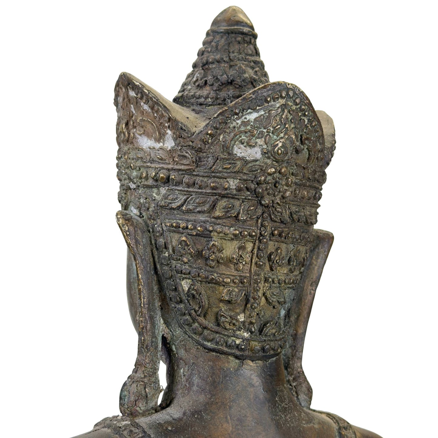 Bottom of antique bronze Buddha with remnants of original casting core