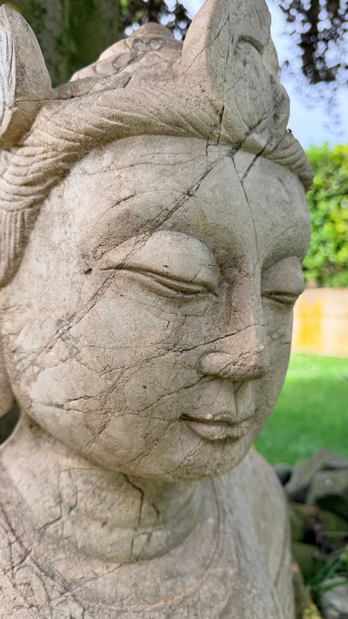 Old temple figure from Java or Bali made of solid natural stone