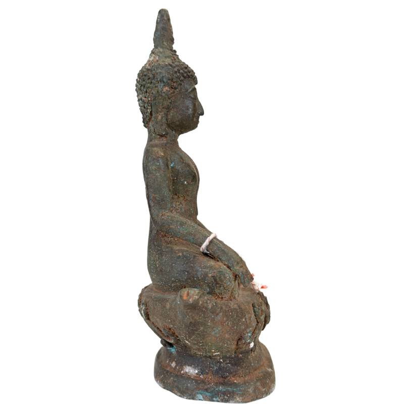 Old Thai bronze Buddha with green patina detail