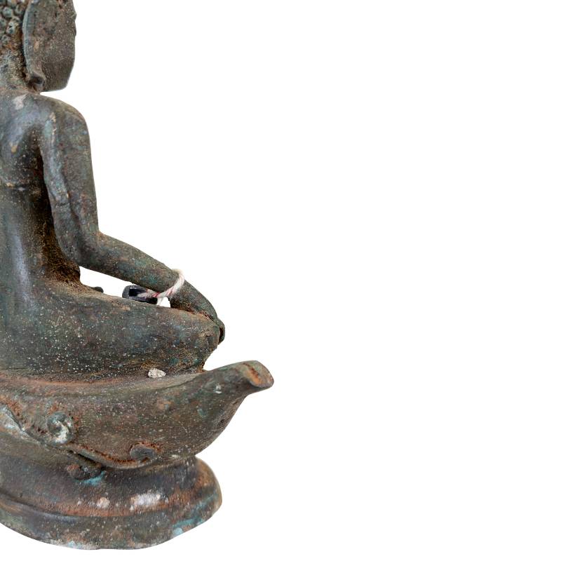 Old Thai bronze Buddha sculpture with patina