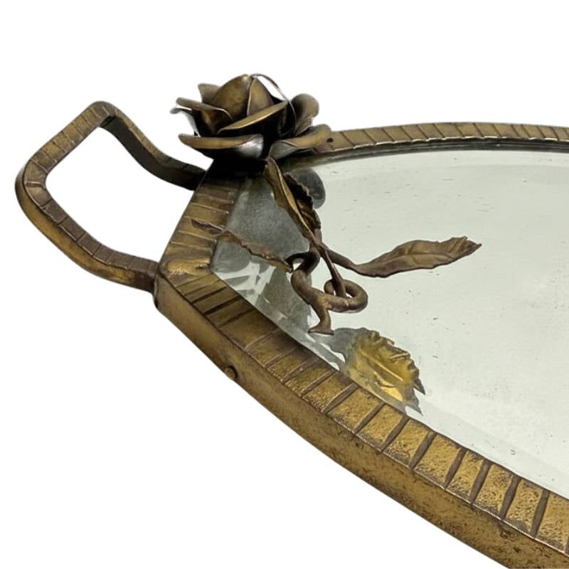 Oval bronze mirror tray from France dating from the 19th century
