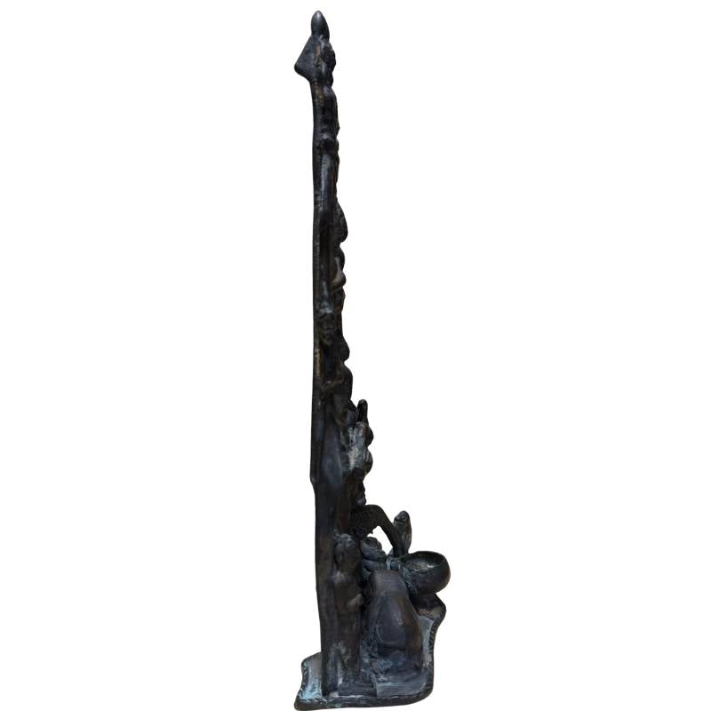 Pala-inspired Buddha bronze relief with rich spiritual depiction