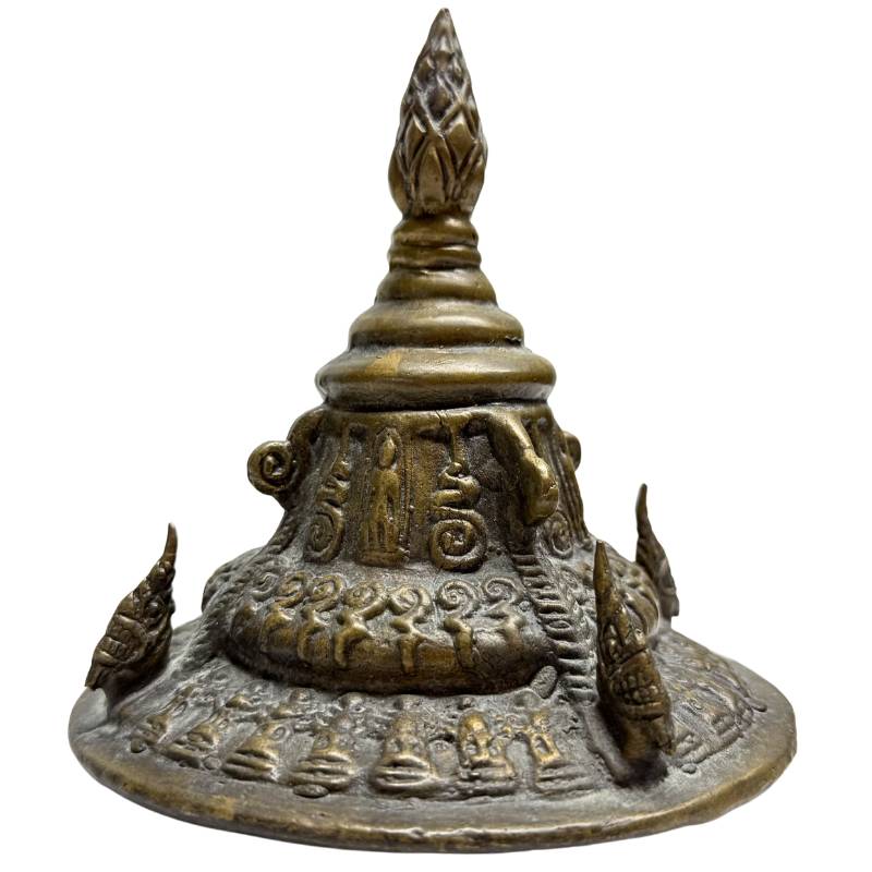 Detail of natural patina on antique Thai bronze object
