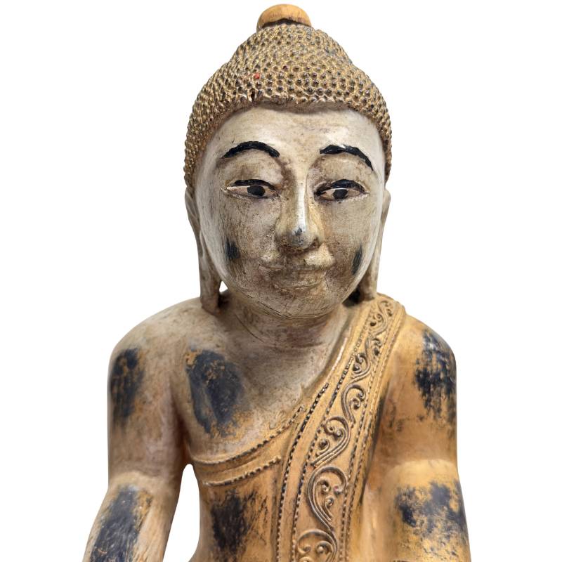polychrome and gilded Buddha statue in mandala style