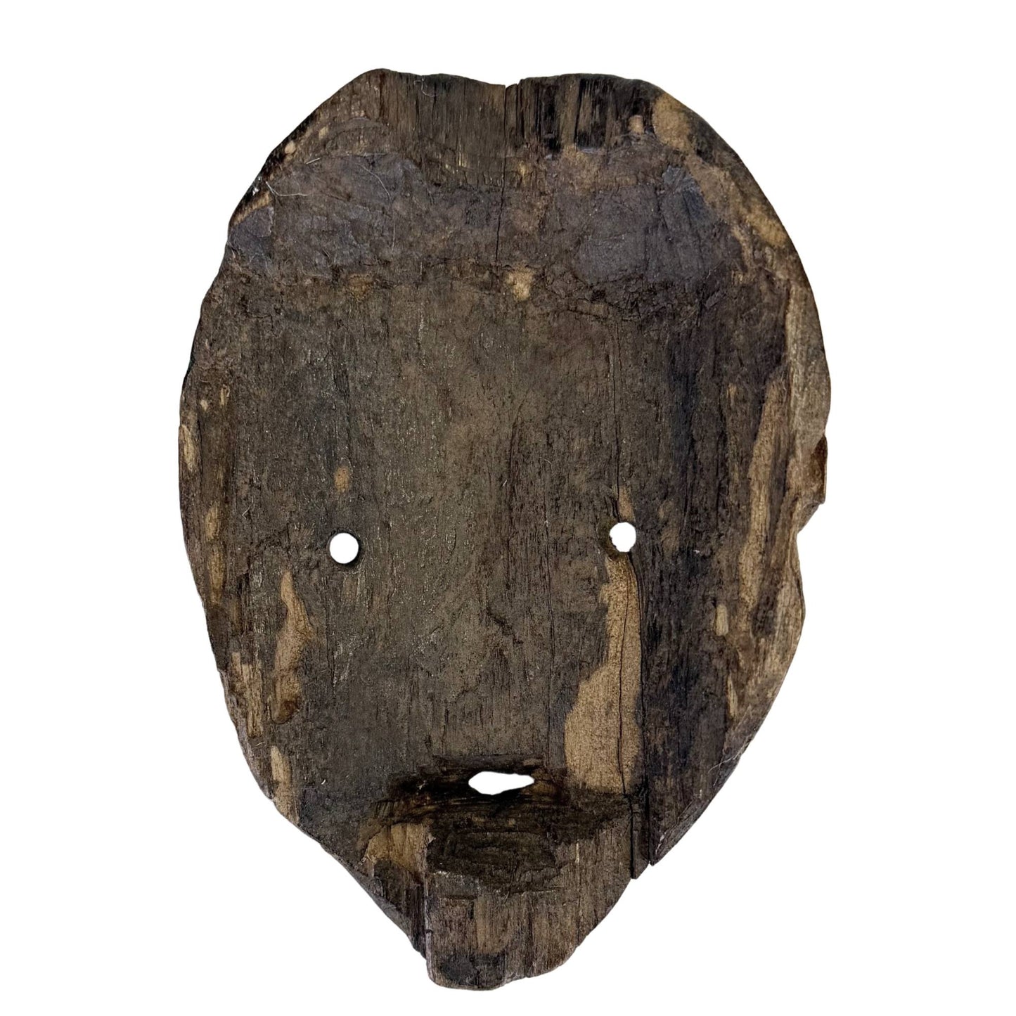Primitive African wooden mask with natural wear and old wood patina