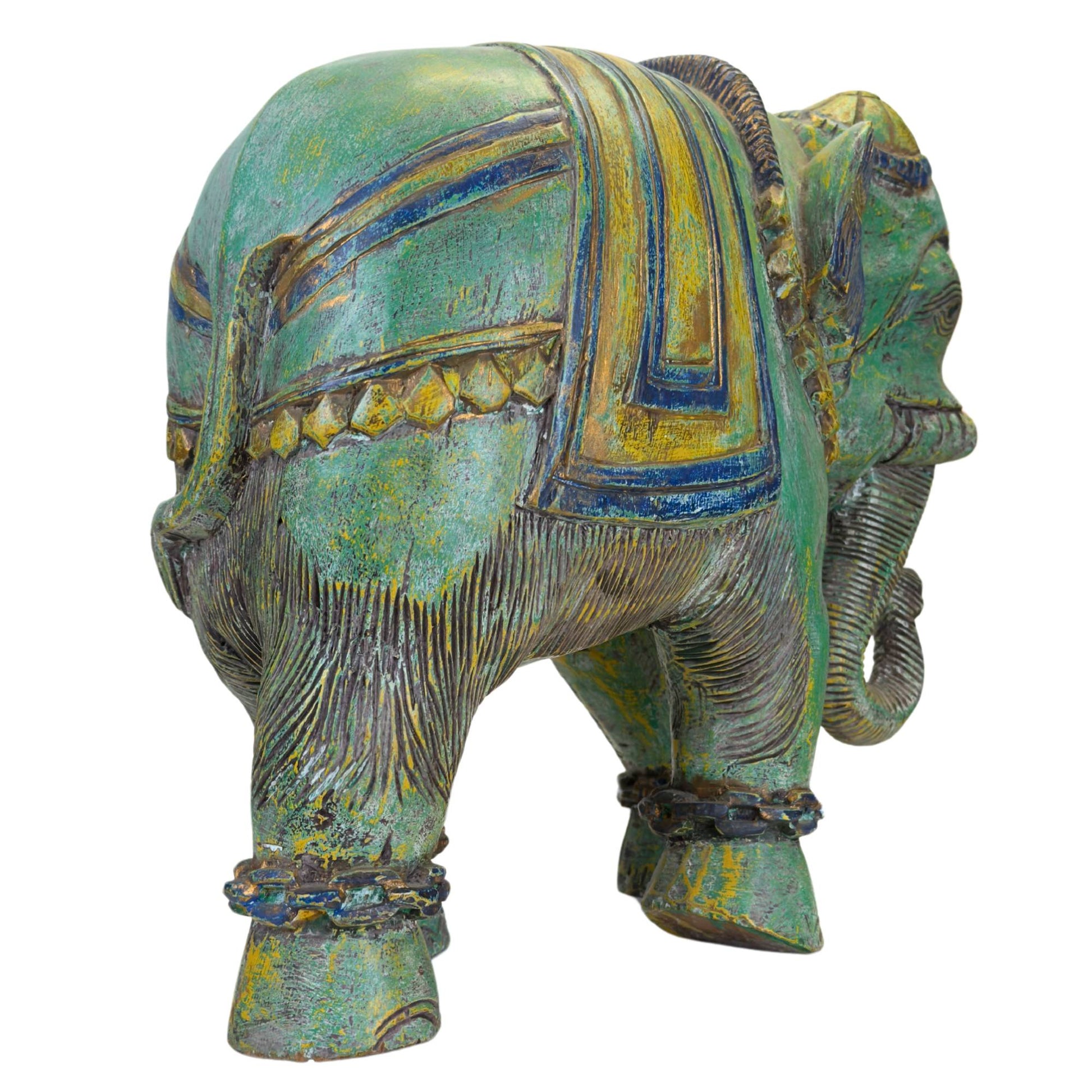 Detail of Indian woodcarving on a Rajasthan elephant