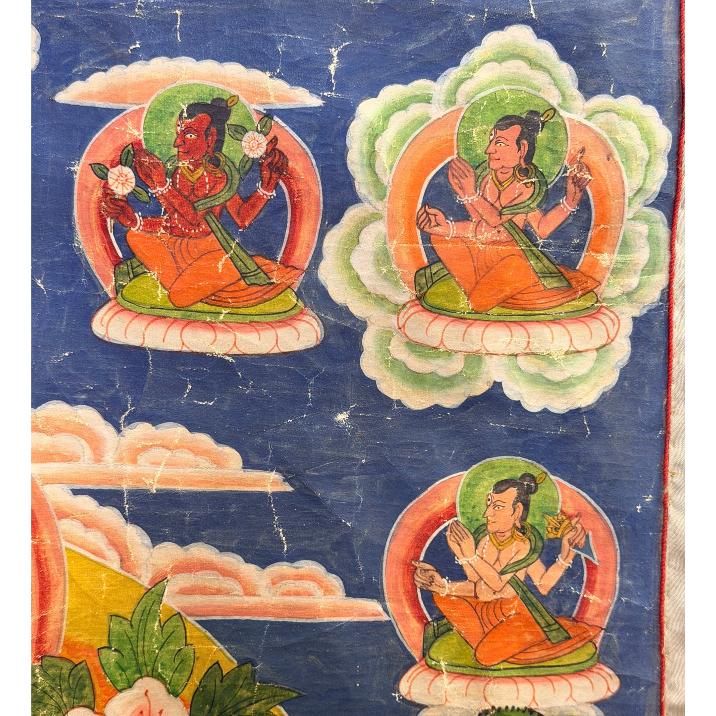Red Tara on traditional Newar paubha from Kathmandu