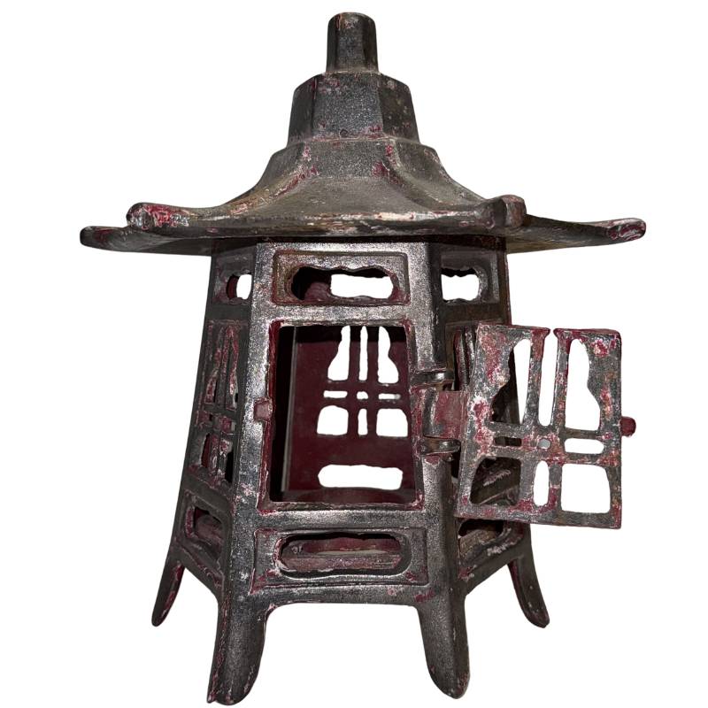 Red temple lantern with open door in Toro style