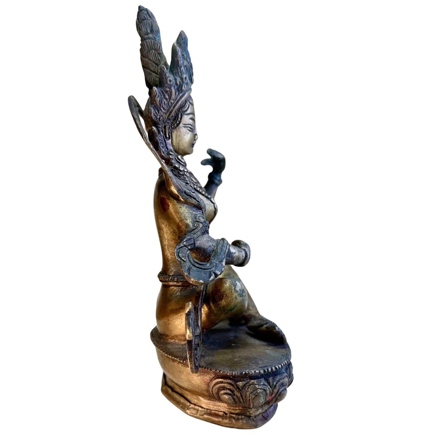 Saraswati statue 20cm solid metal expertise
