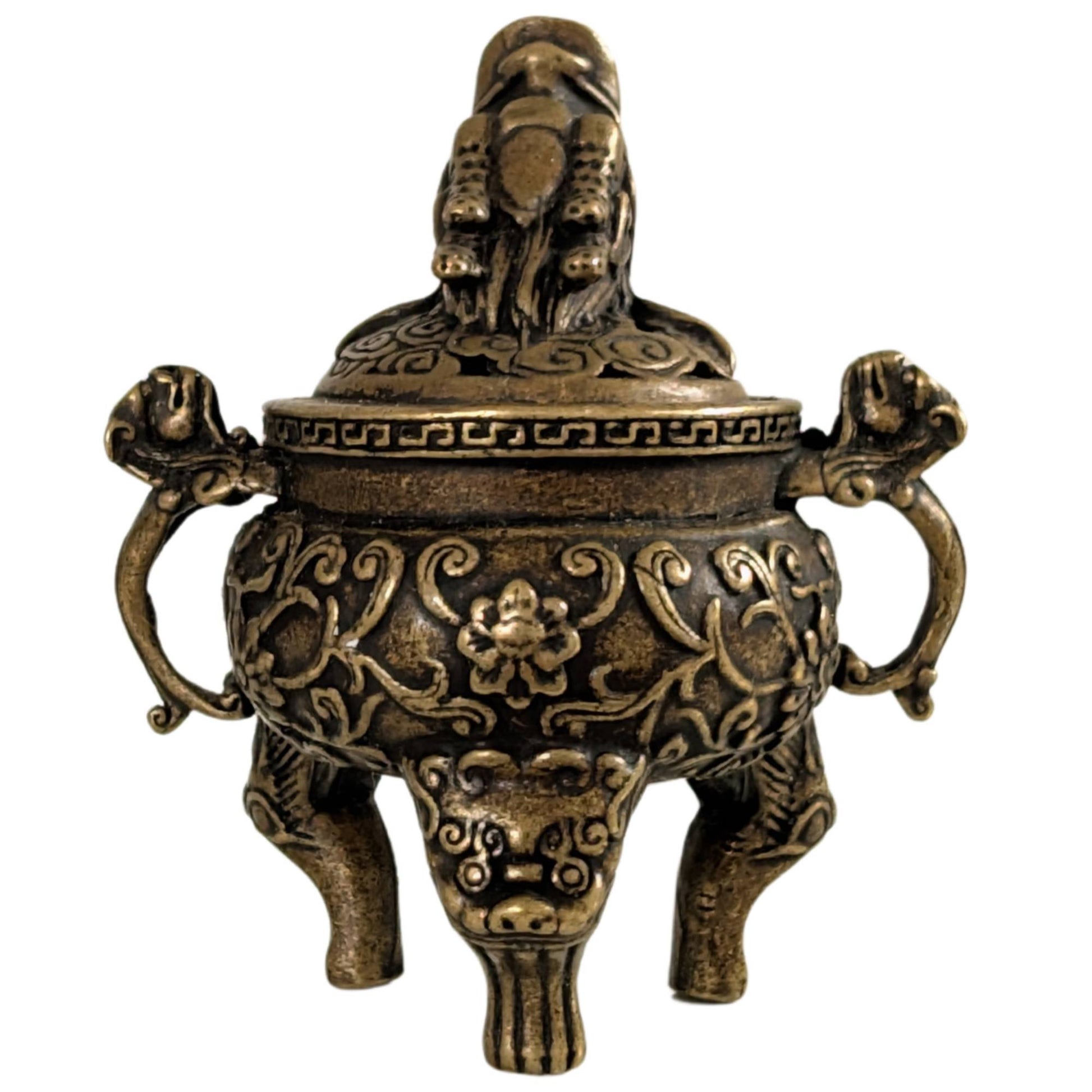 Miniature bronze scholar's object in the shape of a classic Chinese thing.