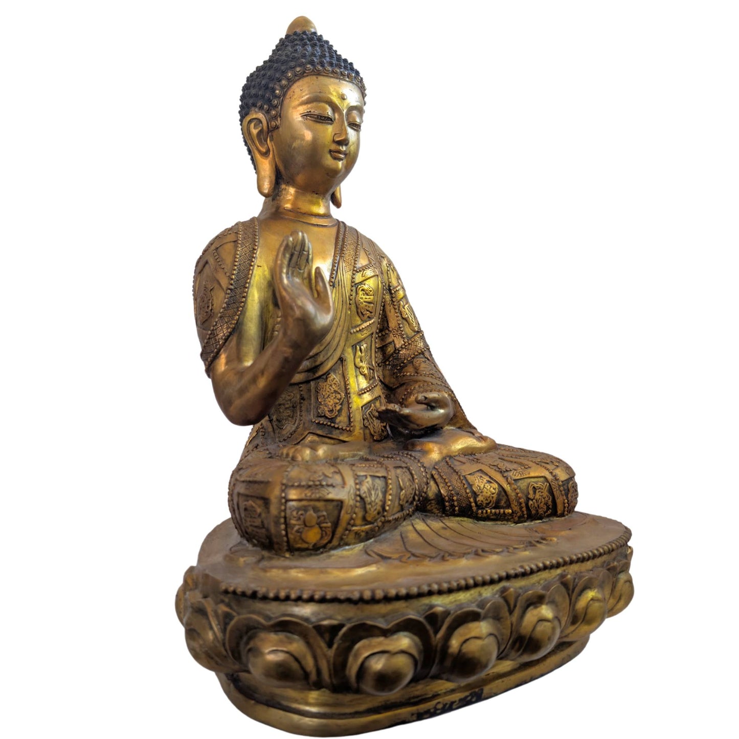 Shakyamuni Buddha statue Tibet made of bronze ormolu plated craftsmanship