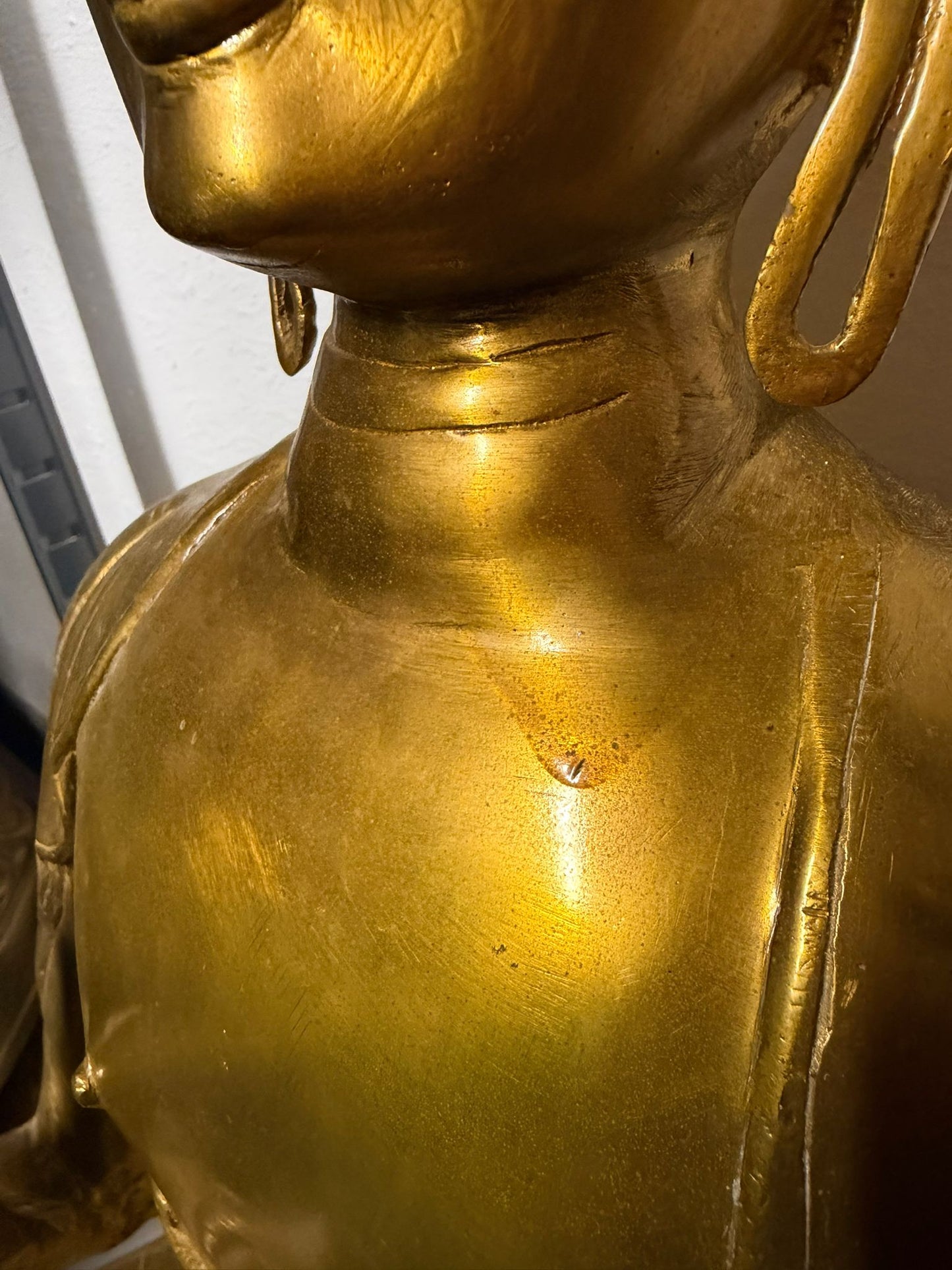 Shakyamuni Buddha with Kasaya monk's robe in rice field pattern, symbol of wisdom and merit