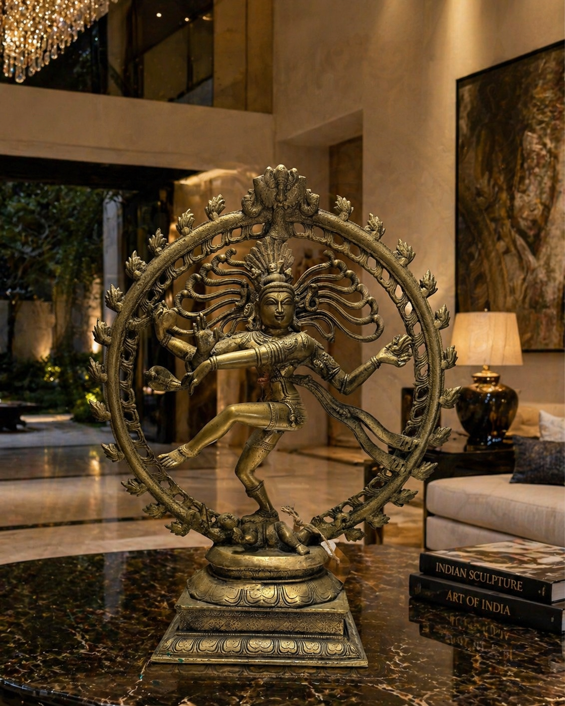 Heavy bronze Shiva Nataraja statue India with natural patina and oxidation