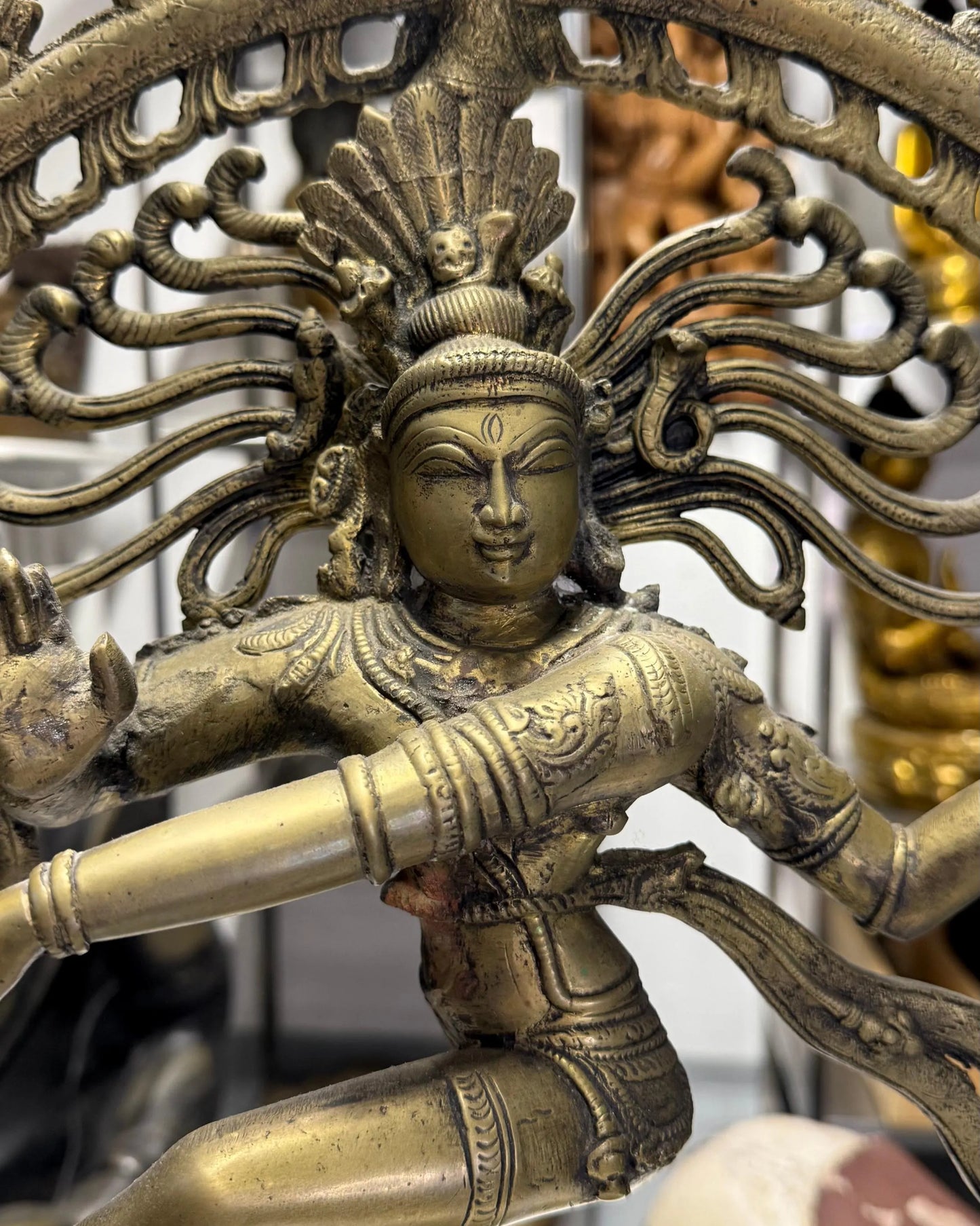 Shiva Nataraja bronze statue India with detailed ornaments and jewelry