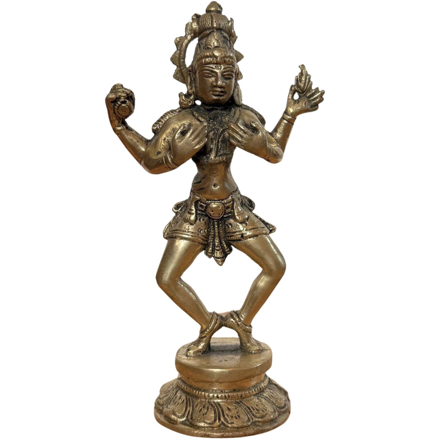 Shiva Nataraja in bronze, 15.5 cm high, front view of the cosmic dancer.