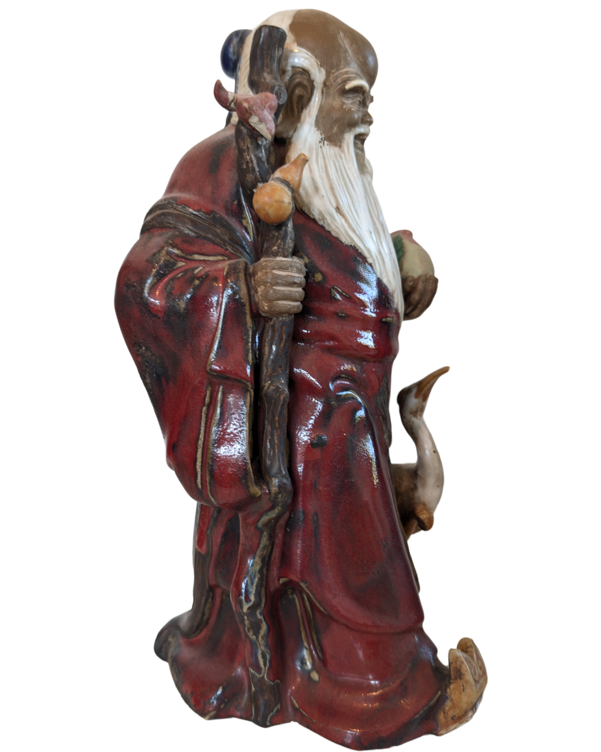 Detail of Shou with the long-lived peach and crane, height 34 cm.